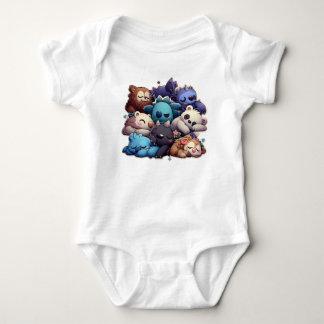 a sleeping animal baby bodysuit