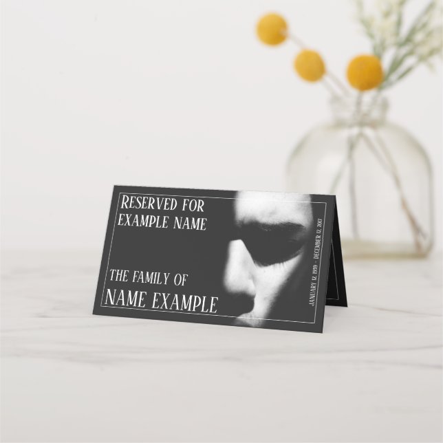 A sleeping face in half shadow place card (Front)