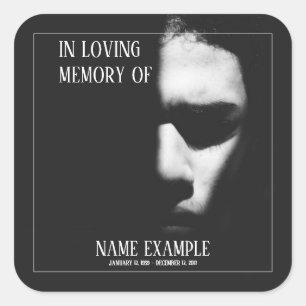 A sleeping face in half shadow square sticker