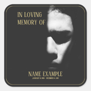 A sleeping face in half shadow square sticker