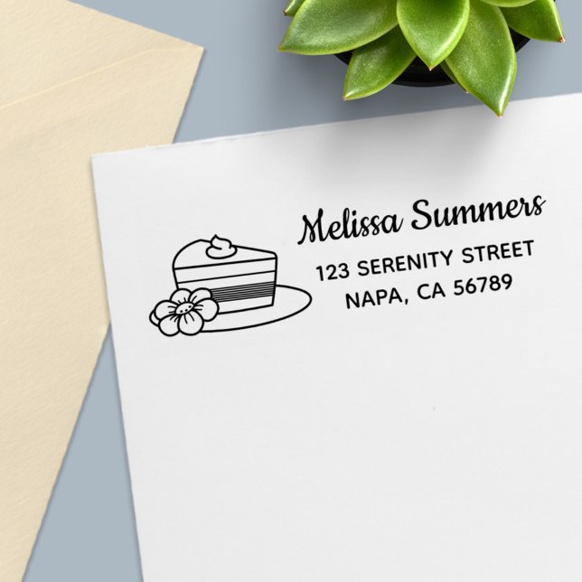 A Slice of Cake on a Plate Address Self-inking Stamp (Creator Uploaded)