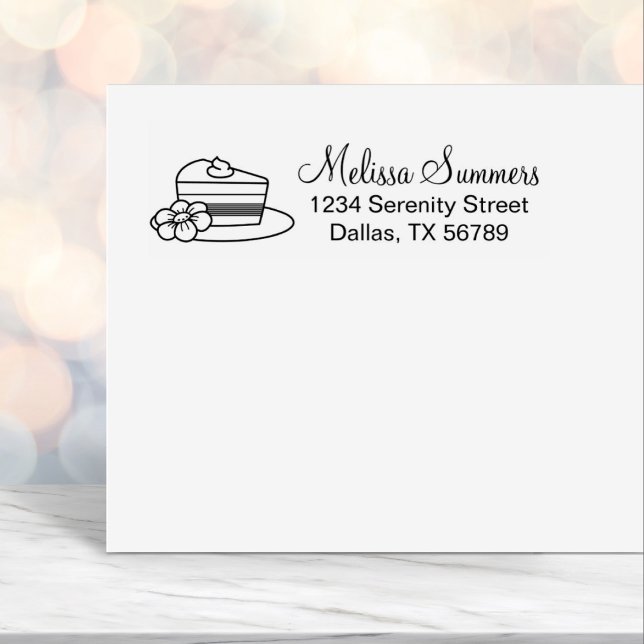 A Slice of Cake on a Plate Address Self-inking Stamp (Creator Uploaded)