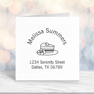 A Slice of Cake on a Plate Arch Address Self-inking Stamp
