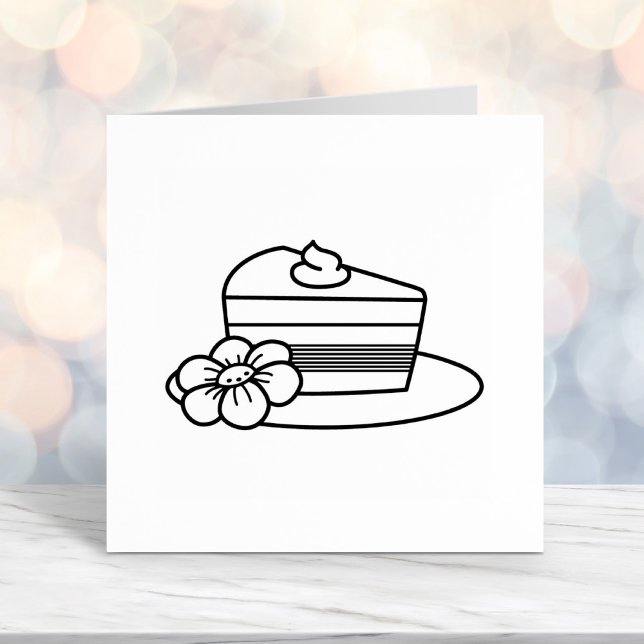 A Slice of Cake on a Plate Self-inking Stamp (Creator Uploaded)