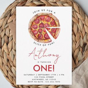 A Slice of Fun 1st Birthday Pizza Invitation