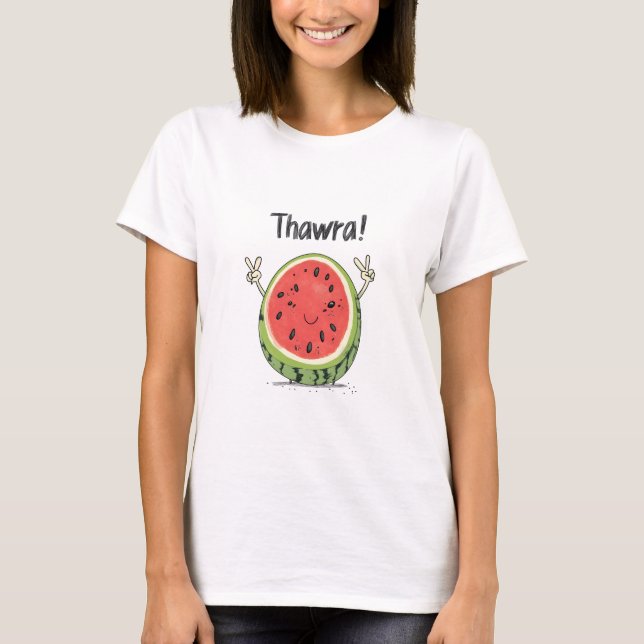 A Slice of Revolution! Thawra & Watermelon T-Shirt (Front)