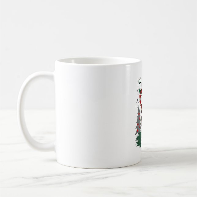 A Sloth For Christmas. Cute, Christmas Sloth With  Coffee Mug (Left)