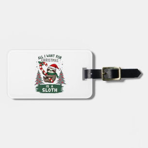 A Sloth For Christmas. Cute, Christmas Sloth With  Luggage Tag