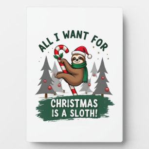A Sloth For Christmas. Cute, Christmas Sloth With  Plaque