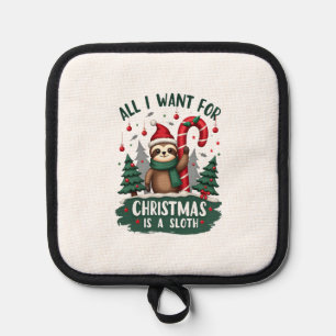 A Sloth For Christmas. Cute, Christmas Sloth With  Pot Holder