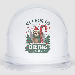 A Sloth For Christmas. Cute, Christmas Sloth With  Snowglobe