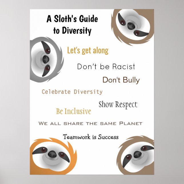A Sloth's Guide to Diversity from Group of Sloths Poster (Front)