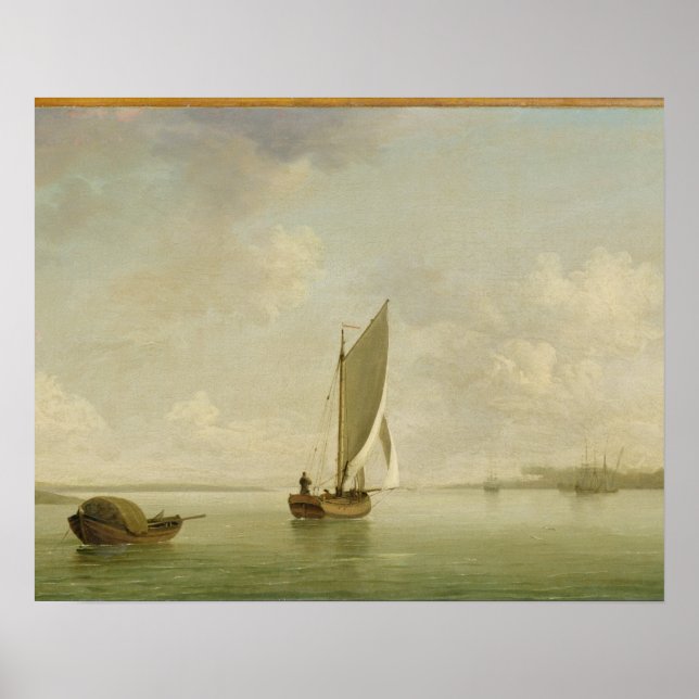 A Smack Under Sail in a Light Breeze in a River, c Poster (Front)