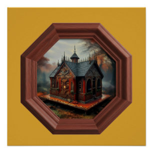 A Small Cabin Sits On A Platform In A Clearing Poster