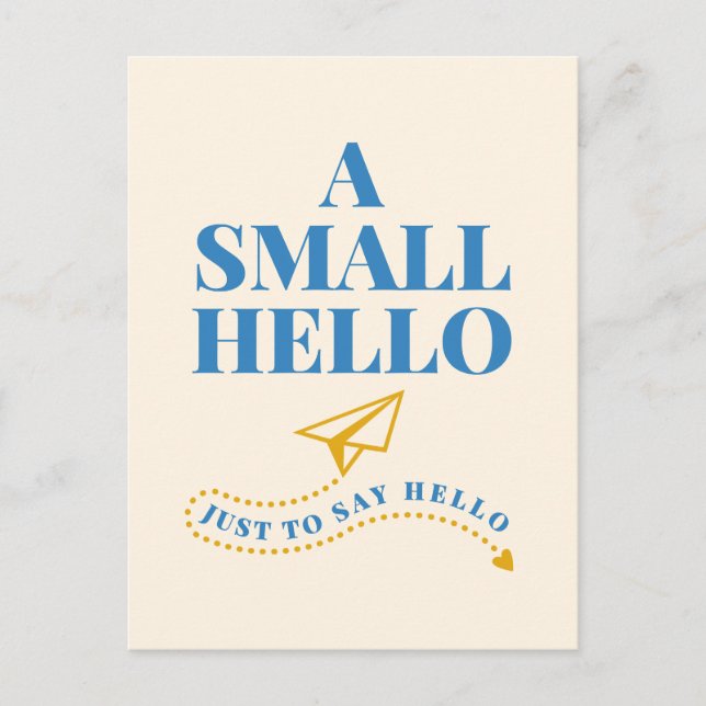 A Small Hello Playful Typography Design Postcard (Front)