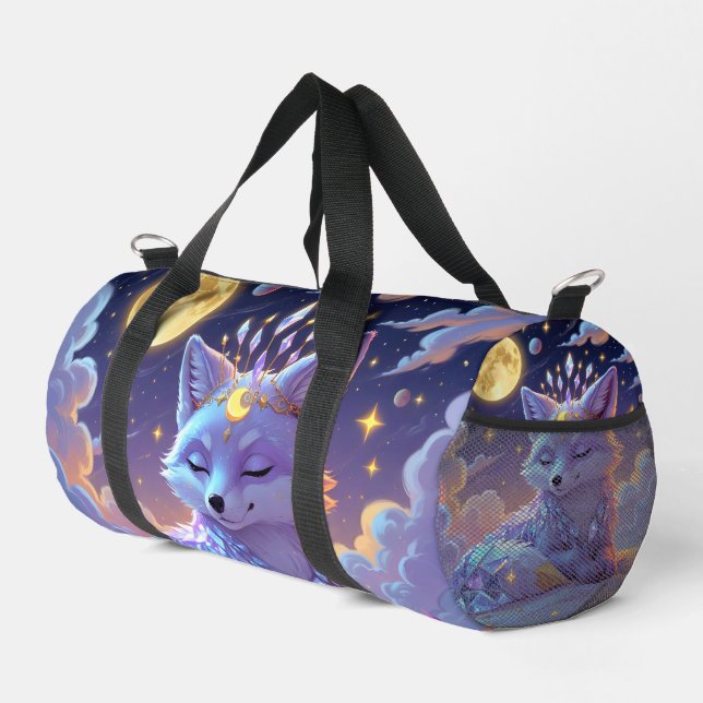 A small Star Whisper Moonlit Fox sleeping peaceful Duffle Bag (Right Corner)