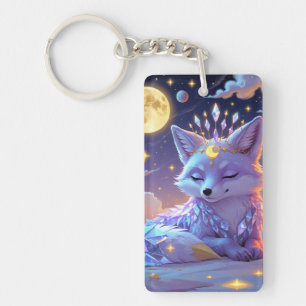 A small Star Whisper Moonlit Fox sleeping peaceful Key Ring
