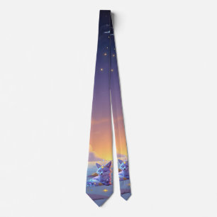 A small Star Whisper Moonlit Fox sleeping peaceful Tie