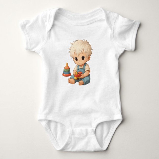 A small t-shirt with fun illustrations for kids baby bodysuit (Front)
