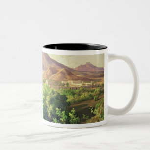 A Small Volcano in Mexican Countryside, 1887 (oil Two-Tone Coffee Mug