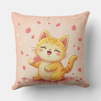 a smiling cat cushion