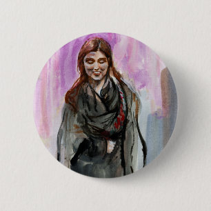 A Smiling Girl in Black 6 Cm Round Badge