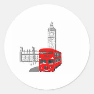 A smiling London Bus Classic Round Sticker