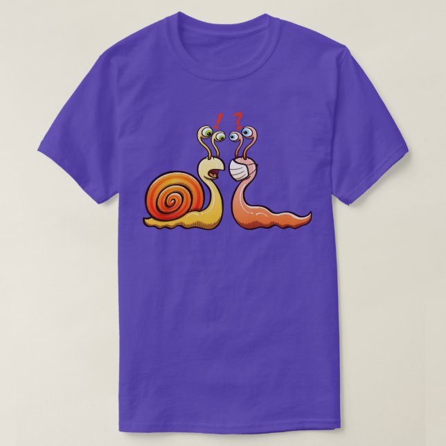A snail carrying its shell and a slug wearing a fa T-Shirt (Design Front)