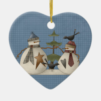 A Snow Couple Ceramic Christmas Ornament