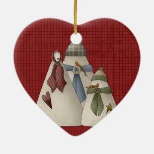 A Snow Family Ceramic Christmas Ornament