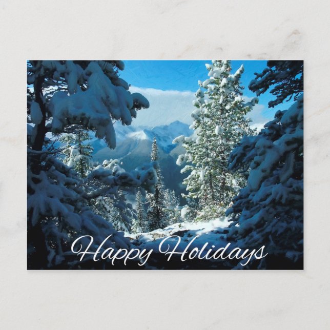 A Snow Scene from the Mountains Holiday Postcard (Front)