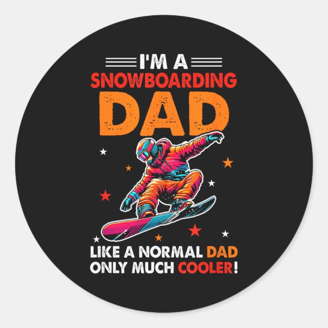 A snowboarding dad definition much cooler funny classic round sticker (Front)