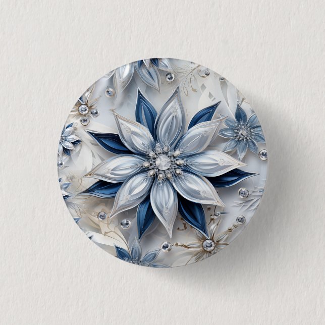 A snowflake winter event decor 3 cm round badge (Front)