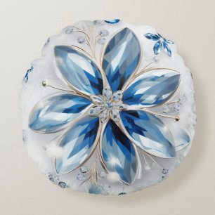 A snowflake winter event decor round cushion