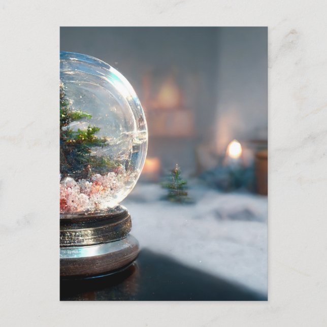 A snowglobe with a Christmas tree Postcard (Front)
