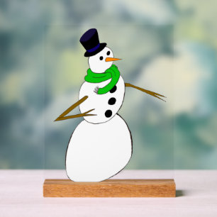a snowman acrylic sign