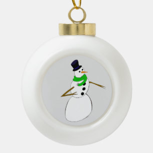 a snowman ceramic ball christmas ornament