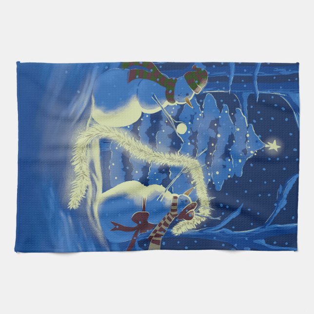 A Snowman Christmas Tea Towel (Horizontal)