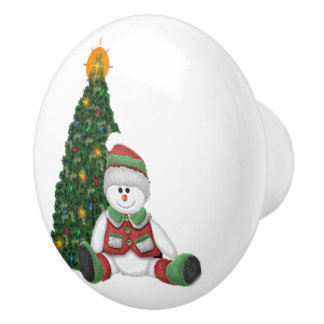 A Snowman for Christmas Ceramic Knob