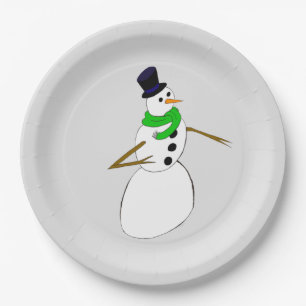a snowman      paper plate