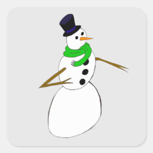 a snowman square sticker