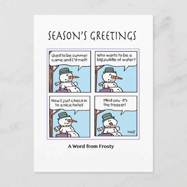 A Snowman Talks greeting card (Front)