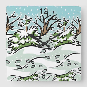 A Snowy Forest - Square Wall Clock