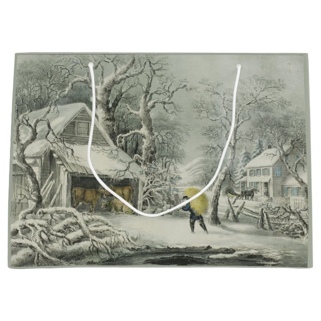 A Snowy Morning Large Gift Bag (Front)