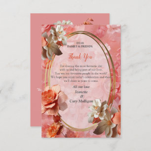 A soft 2024 colour of Peach Fuzz Flowers Thank you RSVP Card