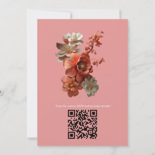 A soft colour of Peach Fuzz Flowers Invitation