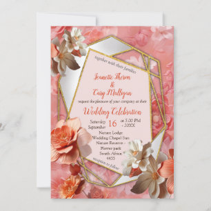 A Soft colour of Peach Fuzz Flowers Invitation