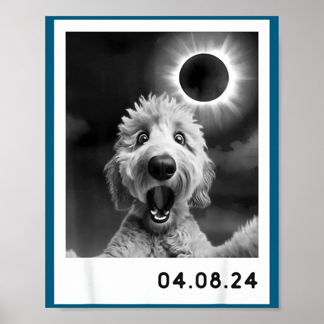 A Solar Eclipse Totality Goldendoodle Dog Poster (Front)