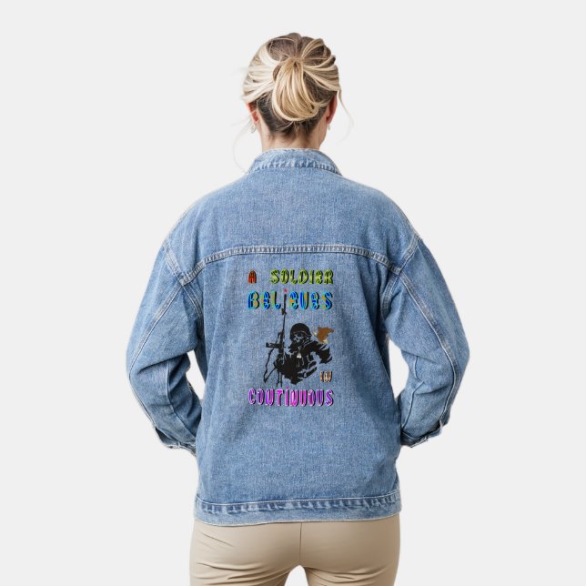 A Soldier Believes in Continuous Denim Jacket (Model)