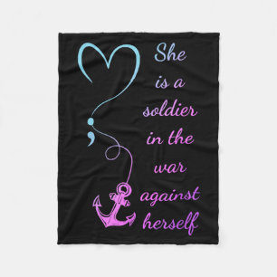 A Soldier In The War Against Herself Prevention Fleece Blanket